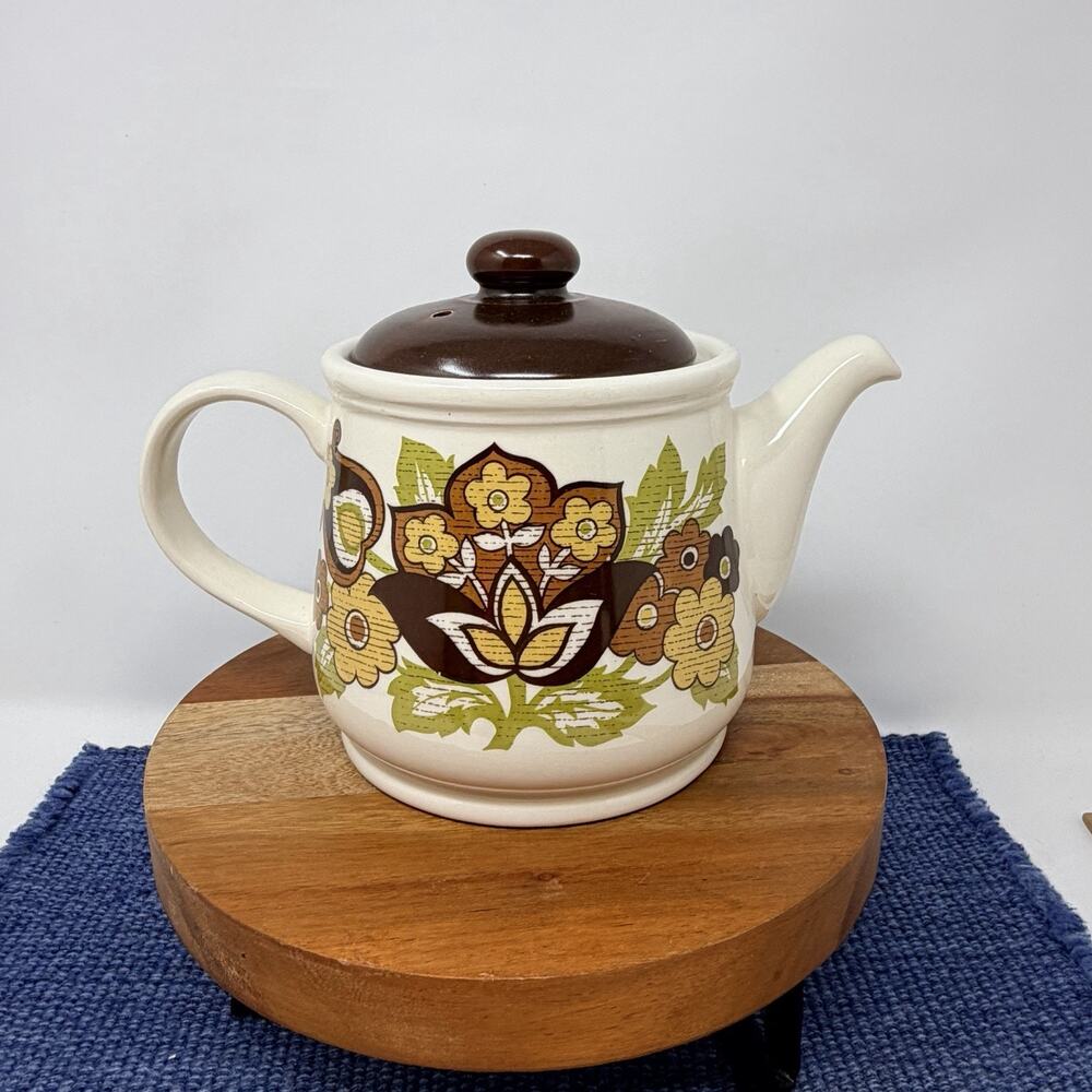MidCentury Sadler Vintage Stoneware Pottery Floral Tea Pot Teapot England Coffee